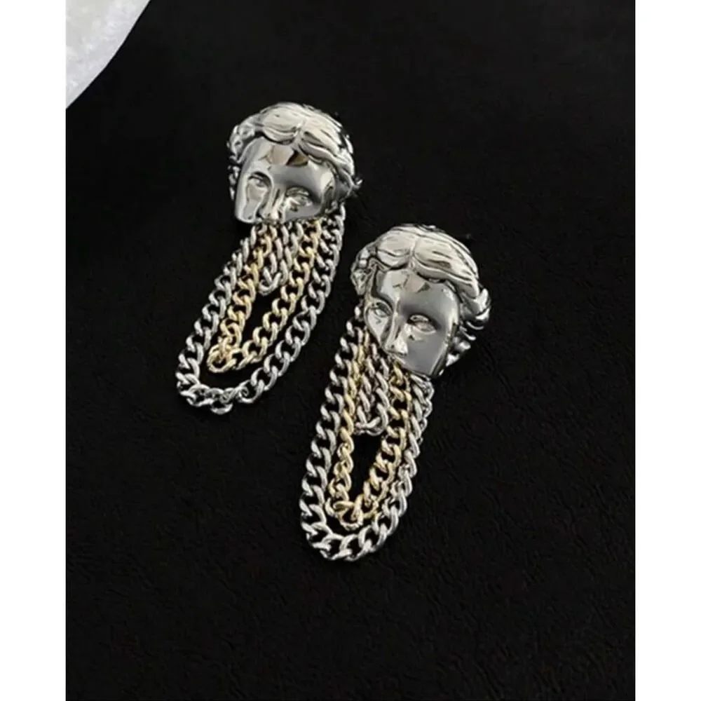 Grecian Inspired Face Chain Earrings